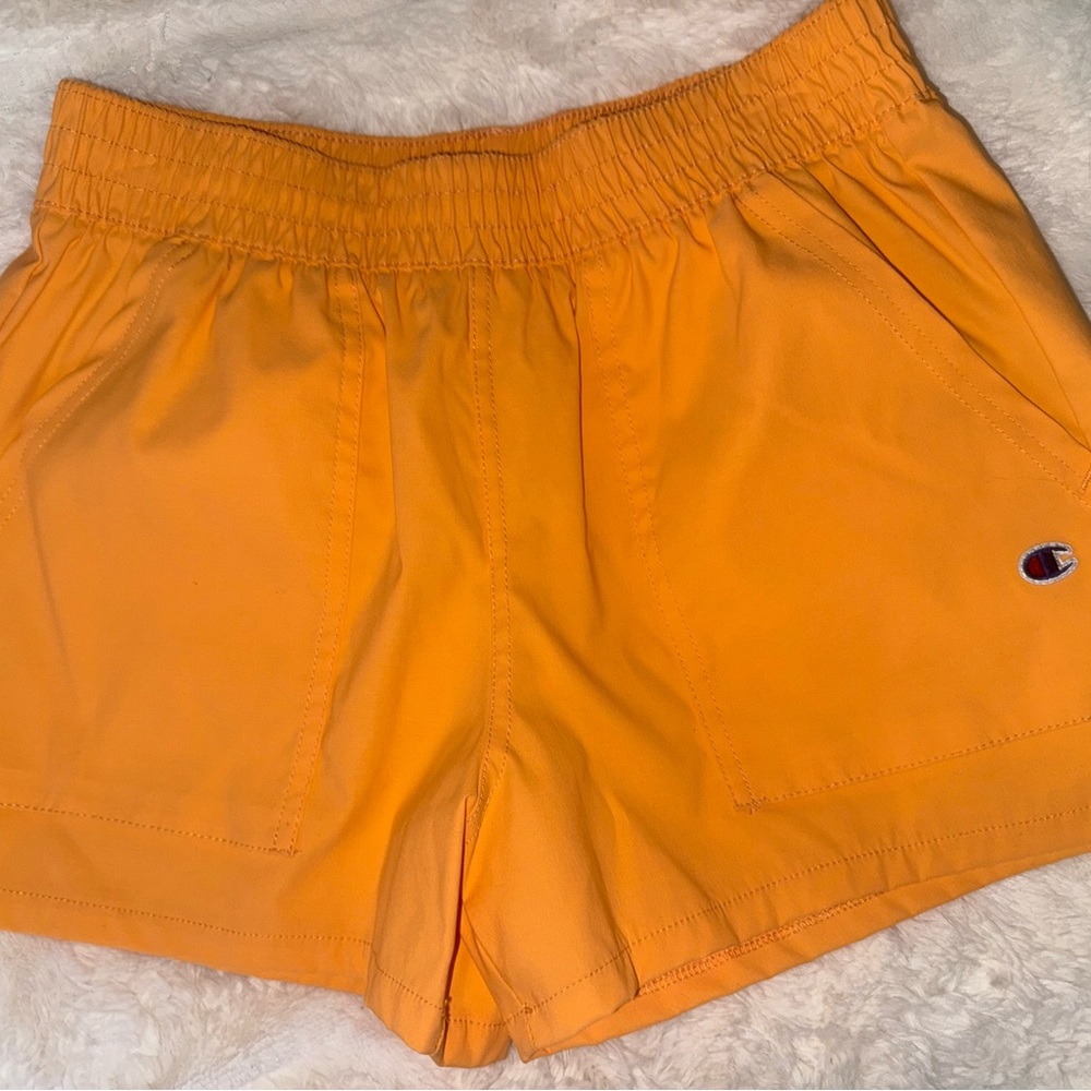 Champion Women's Bright Orange Athletic Shorts with Elastic Waist